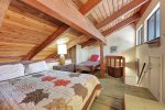 Loft has 1 Queen Bed and 2 Twin Beds